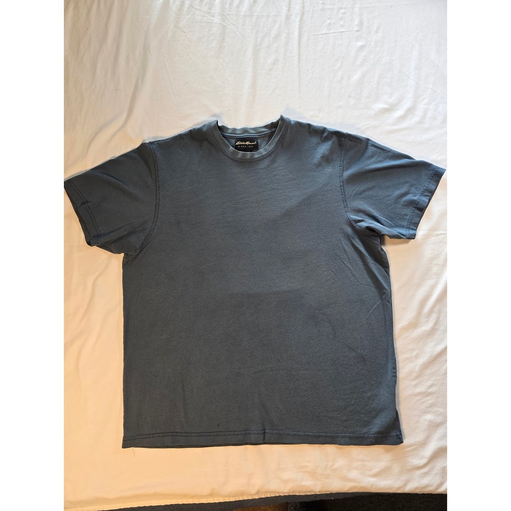 Eddie Bauer Mens XL Blue Gray Short Sleeve 100% Cotton T-Shirt Made in Canada